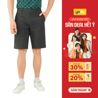  Quần đùi nam YODY quần short kaki dệt sọc dọc thông thoáng thấm hút co giãn TRA - QSM7015 