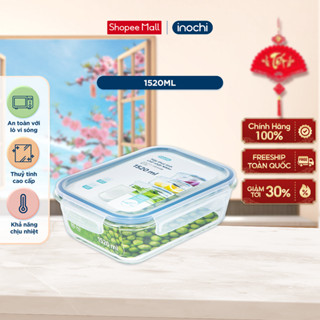  Hộp thuỷ tinh chữ nhật Nikko Inochi dung tích 370-640-1040-1520ml bảo quản thực phẩm tươi 