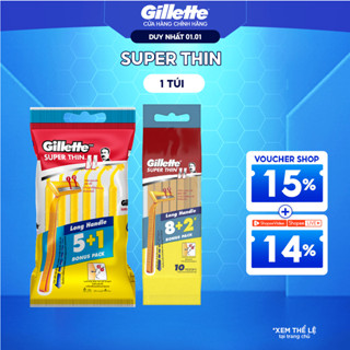   Mua 5 Tặng 1  Dạo Cạo Râu GILLETTE Super Thin Cán Vàng - Gói 5 Cây Tặng 1  8 Cây Tặng 2 