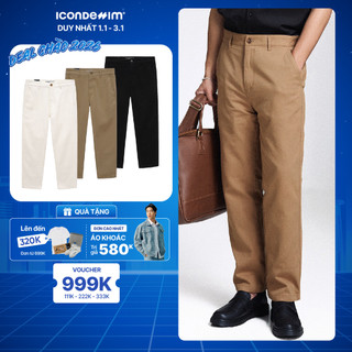  Quần kaki nam ICONDENIM quần dài ống suông che khuyết điểm chân tôn dáng chất vải kaki cao cấp bền màu QKID0026 