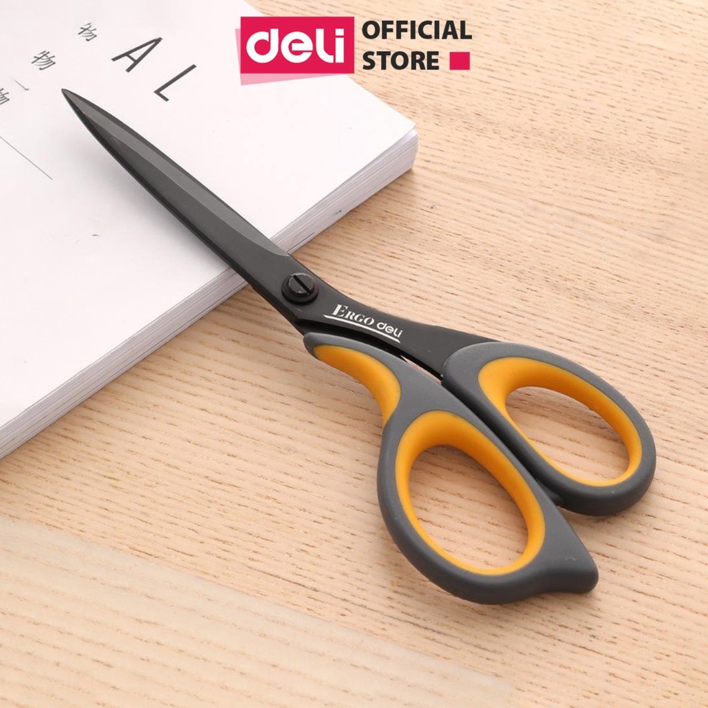 [LIFEMC02BPABAU -10% đơn 250K] Kéo văn phòng 210mm Deli - Xám vàng - 1 chiếc - E77757