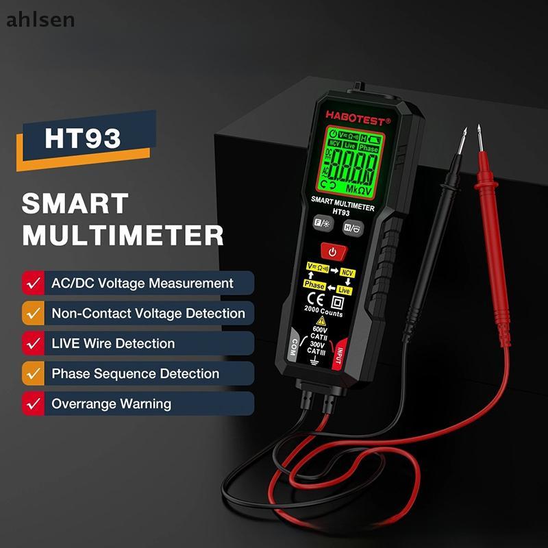 Ahlsen 1 Cái Điện Áp AC / DC Điện Áp Đo Liên Tục HT93 Đồng Hồ Vạn Năng Kỹ Thuật Số Thông Minh NCV Đồ