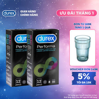  Bộ 2 hộp bao cao su Durex Performa kéo dài thời gian size 52mm 12 bao hộp 