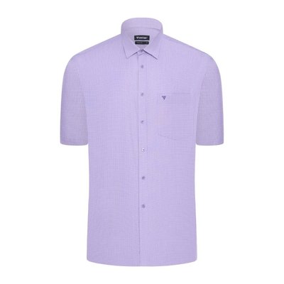 Áo sơ mi tay ngắn vạt tròn VIETTIEN vải Hoa hồng form REGULAR VT00000547