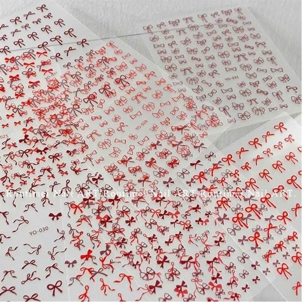 Sticker nơ đỏ tết, miếng dán móng tay nail. Ha Na Shop Nail & Spa