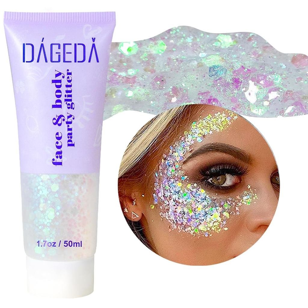 Gel lấp lánh cơ thể DAGEDA, Gel cơ thể lấp lánh mặt Sequins Phấn mắt dạng lỏng lung linh, Long lanh 