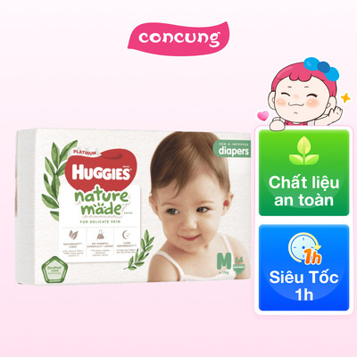 Combo 2 bỉm tã dán Huggies Platinum Nature Made size M 64 miếng (6-11kg)