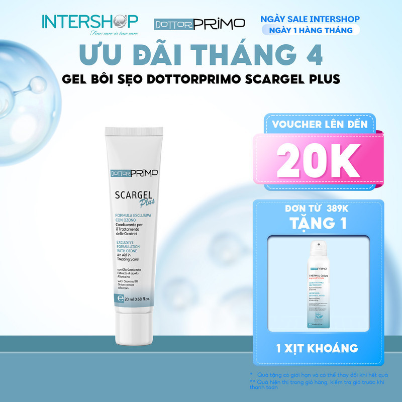 Gel mờ sẹo DottorPrimo Scargel Plus 20ml hỗ trợ làm mờ sẹo thâm sẹo lồi sẹo lõm sẹo do mụn DP0004