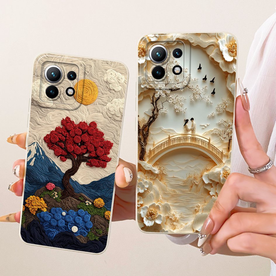 Dành Cho Xiaomi Mi 11 Pro Vỏ Thanh Lịch Tranh Hoa Cúc Silicon Mềm Bảo Vệ Camera Cho Xiaomi Mi 11 Mi1