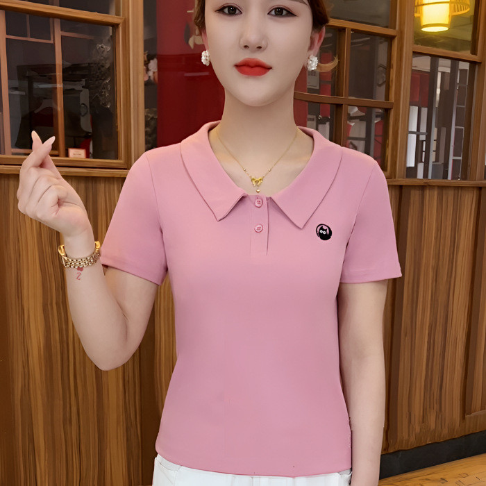 2026 New Summer Women's Peter Pan Collar Short Sleeve T-shirt Women's Stylish Trendy Top Age-Reducin