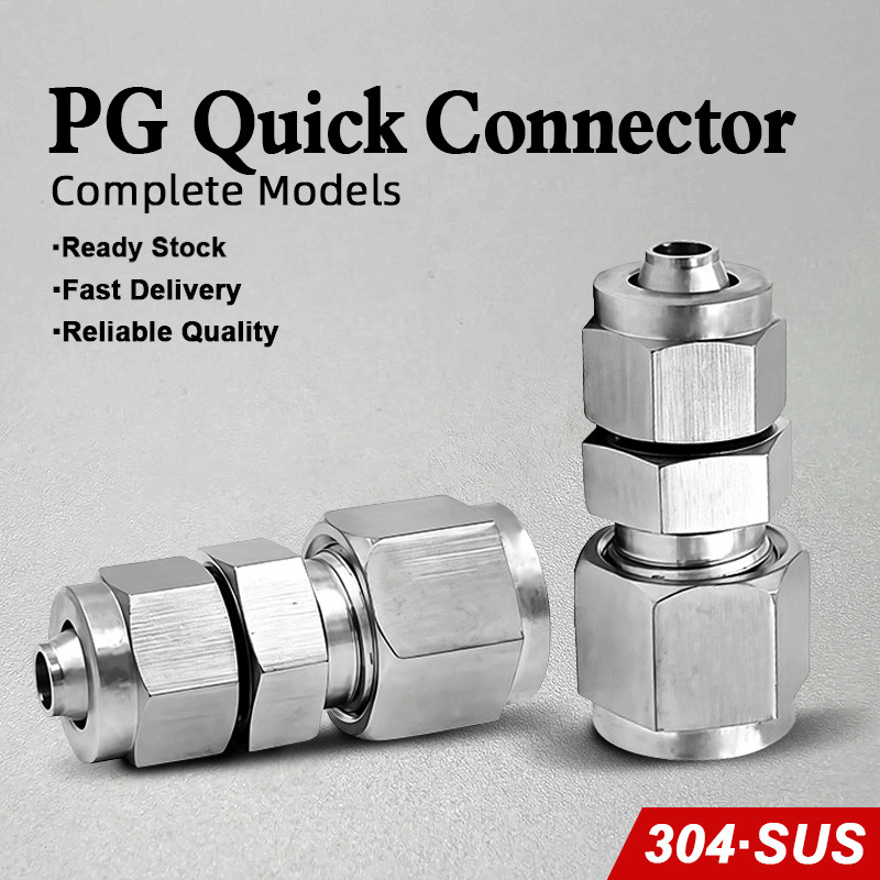 304 SUS Lock Nut Twist Lắp PG Đầu nối thẳng PG6-4 8-6 10-8 12-10 Bộ chuyển đổi ống khí nén