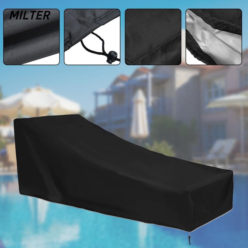 MILTER Chống Thấm Nước Chaise Lounge Cover, Vải Đen Chaise Lounge Ghế Cover, Gấp Bền Chống Bụi Ngoài