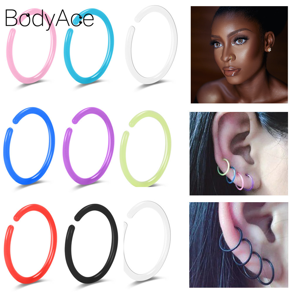 1PC Mũi Vòng & Bông Tai Acrylic - Màu Tím - Cho Lobe, Conch và Septum