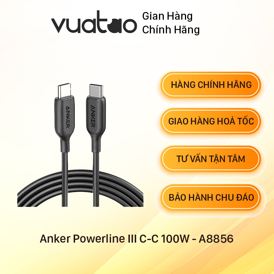 Cáp Anker Powerline III USB-C to USB-C 2.0 100W 6ft/1.8m- A8856