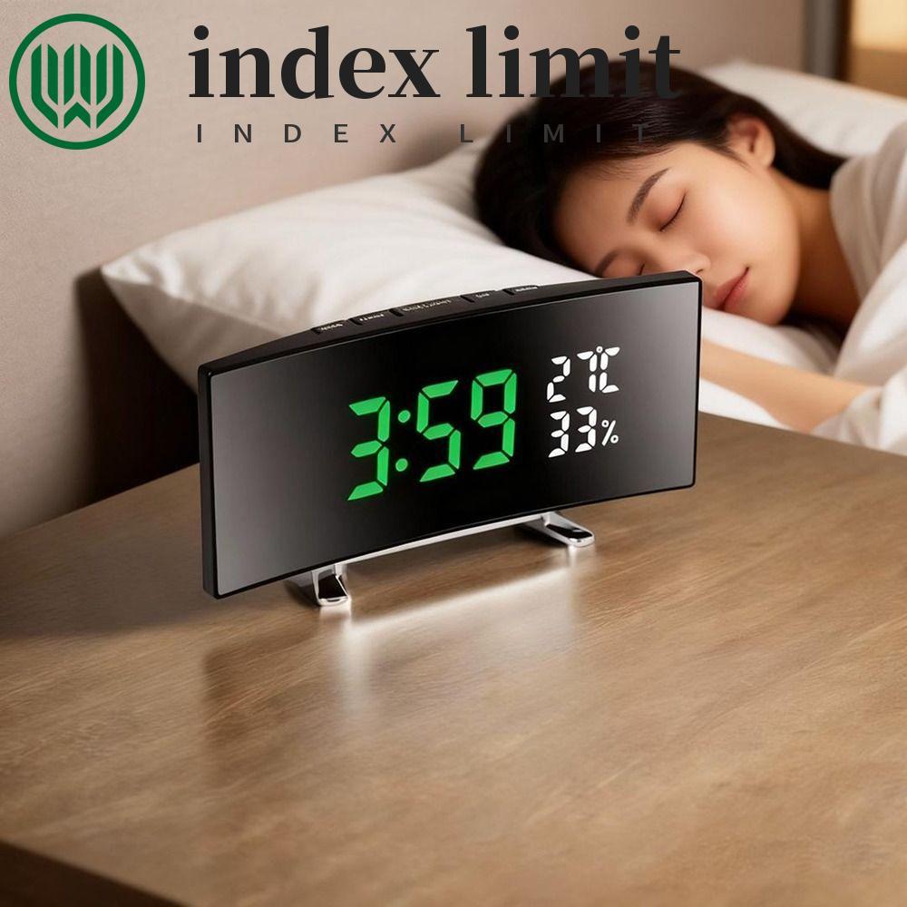 Đồng hồ báo thức kỹ thuật số GIỚI HẠN INDEX, Đồng hồ để bàn độ ẩm nhiệt độ màn hình cong, Đa chức nă
