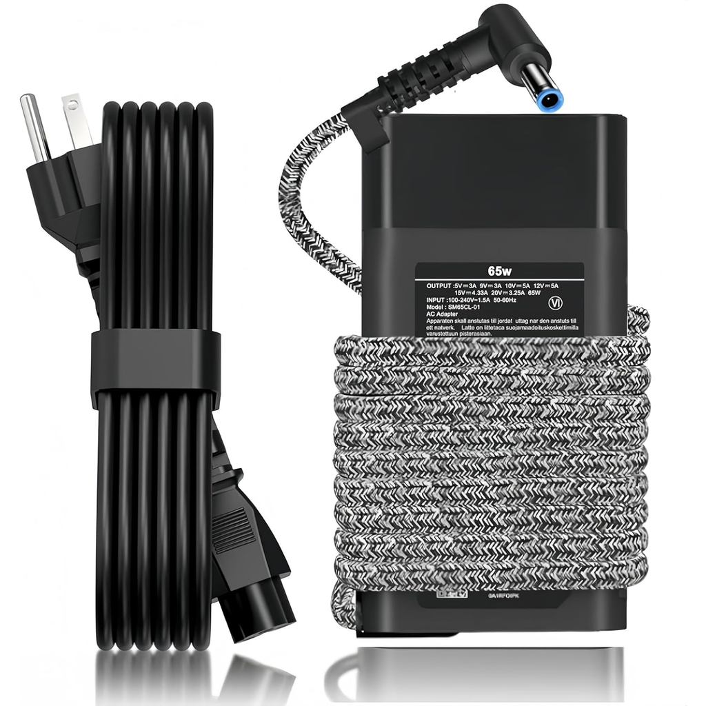 Mới Slim 65W Sạc Laptop Tương Thích Với hp Envy x360 EliteBook Pavilion Sạc Smart Blue Tip AC Adapte
