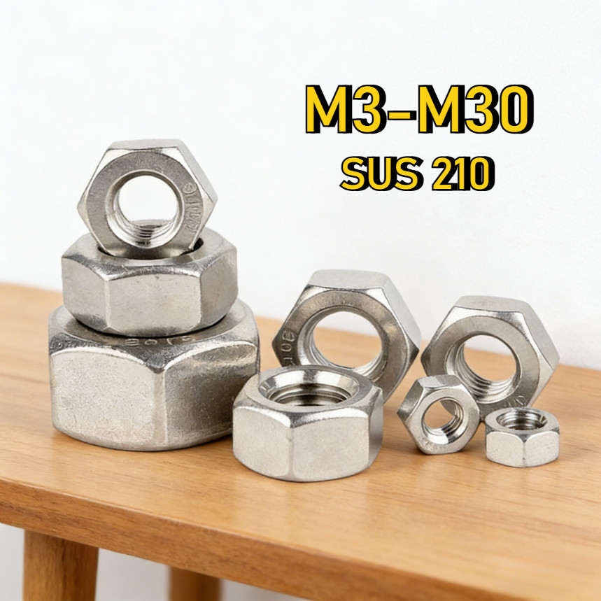 【YMH-G1】 Đai Ốc, Tán Dẹp, Tán Ecu Inox 201 Dùng Cho Bulong   Loại Tốt   M3-M30