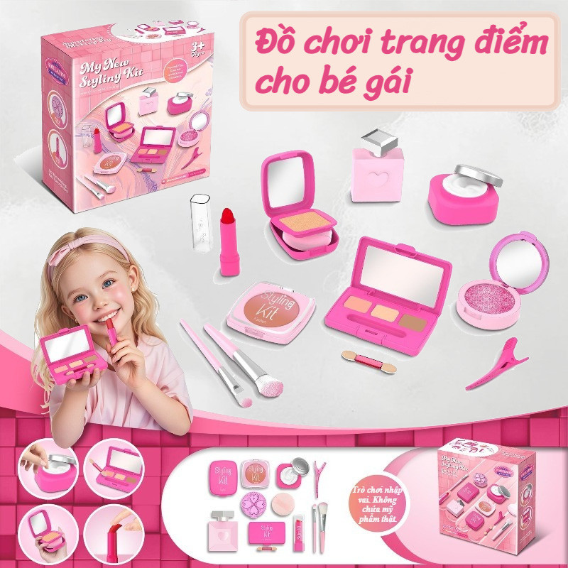 Bộ Đồ Chơi Trang Điểm Cho Bé Gái,Mô Phỏng,Túi đựng đồ trang điểm，An Toàn Cho Bé Gái