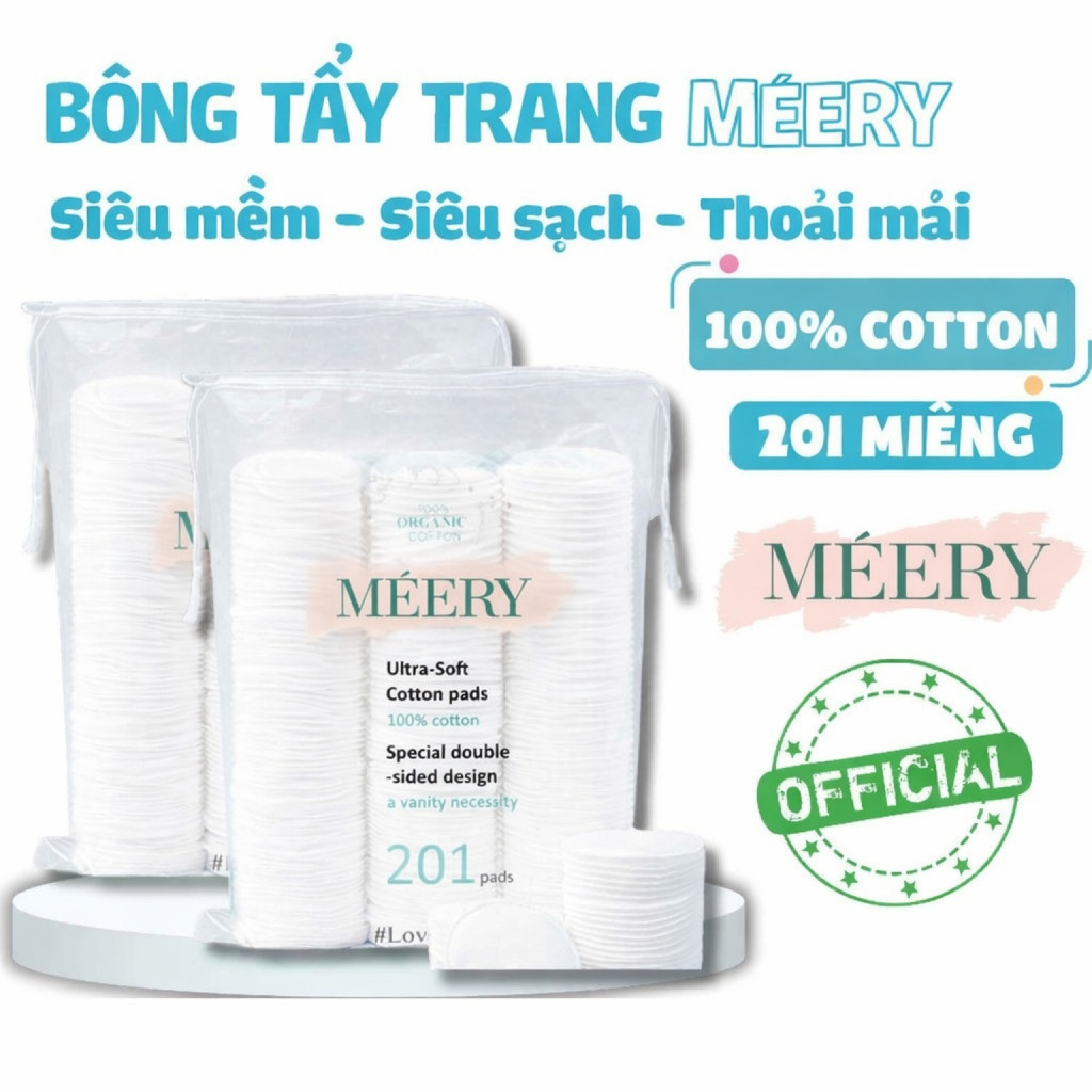 Bông Tẩy Trang Meery 201 Miếng 100% Cotton, Bông Tẩy Trang Lamer 201 Miếng 100% Cotton, Lamer Bông T
