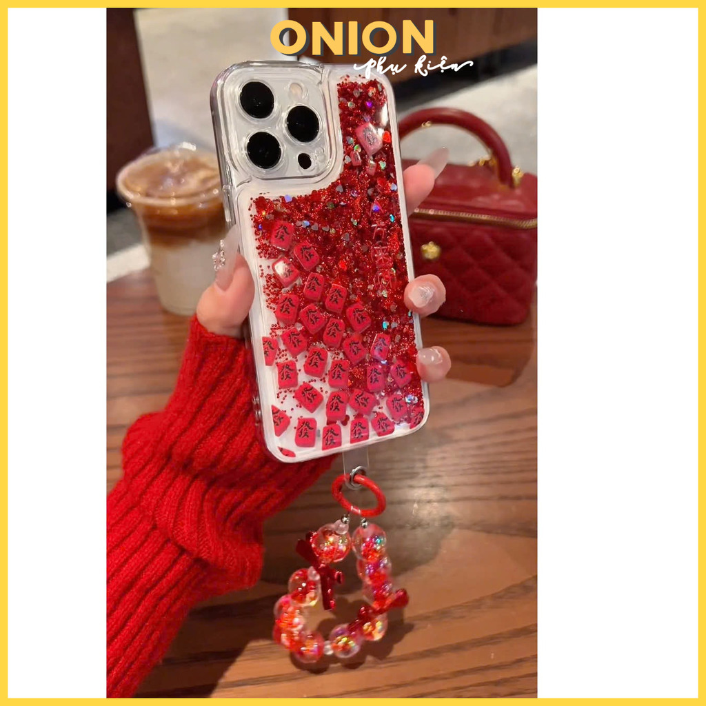 Ốp điện thoại Nhũ Chảy Đỏ Chống Sốc (onion phụ kiện)cho iPhone 17ProMax / 16 / 15 / 14 / 13 / 12 / 1