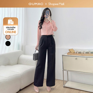   Size S - XXL  Quần tây nữ ống suông GUMAC kiểu thắt dây nơ dài quần 100cm lưng cao có túi  LQF1012 