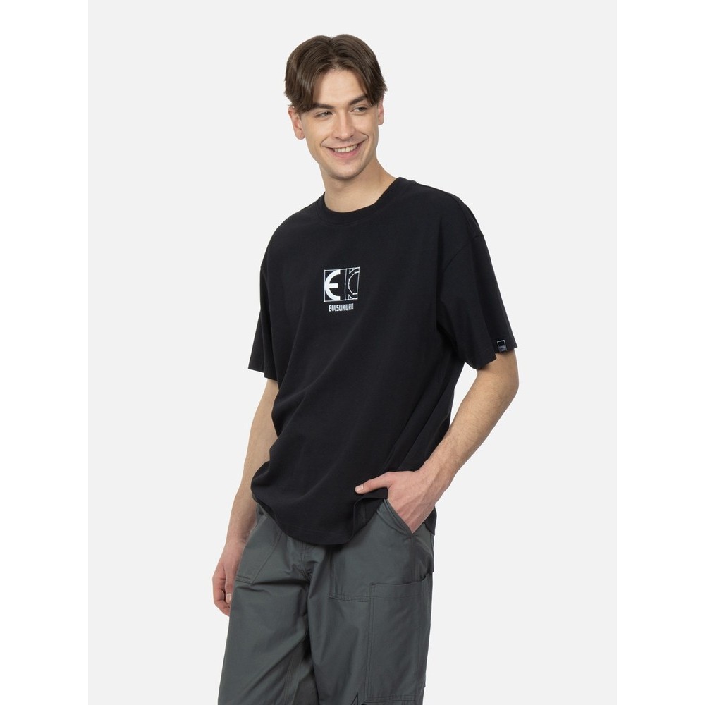 EVISU Bán Chạy Áo Thun Nam KURO Logo, Cổ Tròn Tay Ngắn, 100%Cotton