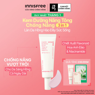  Kem dưỡng ẩm làm sáng chống nắng cho da INNISFREE Jeju Cherry Blossom Skin-Fit Tone-Up Cream SPF 50+PA++++ 50ml 
