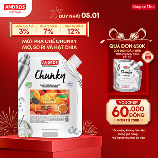  Mứt Pha Chế Mơ Sori & Hạt Chia  - Có miếng trái cây thật - Nguyên liệu pha chế - ANDROS CHUNKY - 1kg 
