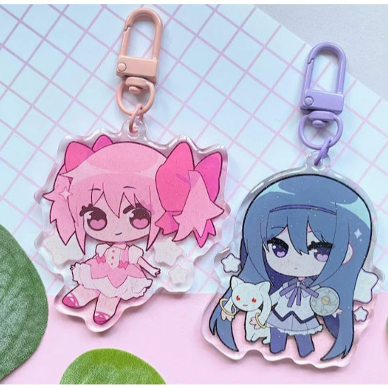 Madoka / Homura 2.5 inch Acrylic Charm - Glitter epoxy finish