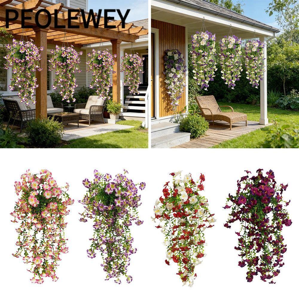 PEOLEWEY Sống Động Như Thật Morning Glory Vine, Lá Xanh DIY Morning Glory Hoa Nhân Tạo, Phụ Kiện Nhi