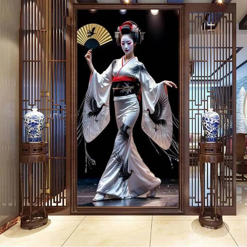 Japanese Kimono Woman HD Poster No Frame Canvas Painting For Home Room Wall Decor