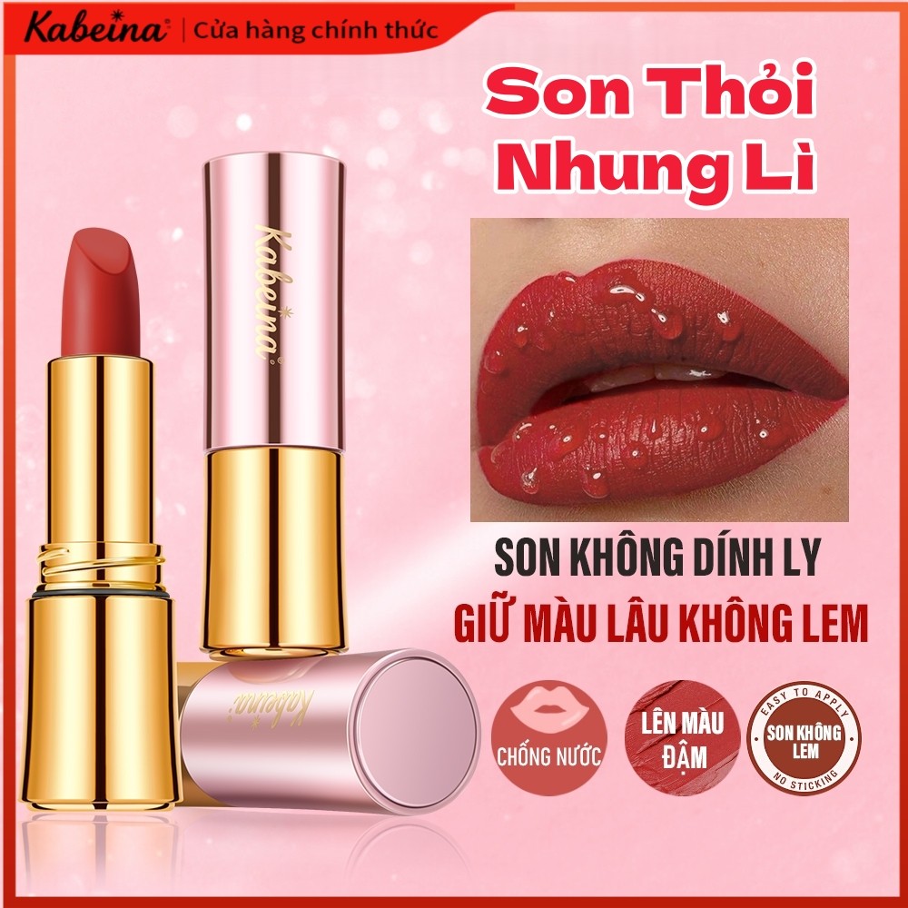 Thỏi Son Lì KABEINA – Chất Nhẹ Như Voan– Son Thỏi Nhung Lì, Dưỡng Môi Nhẹ  6 Màu Tùy Chọn