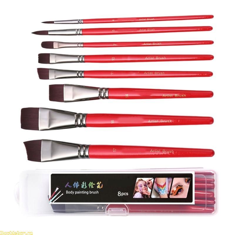 Doublebuy 8 Chiếc Mặt Body Paint Brush Flat Paint Brush Nylon Hair Painting Brush Artist Brush for W