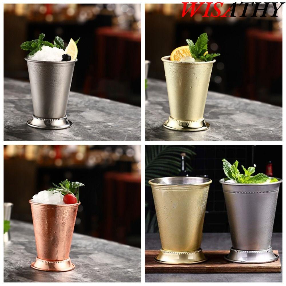 WISATHY Cốc cocktail, Cốc Julep cán bạc hà bằng thép không gỉ 350ml, Cốc cocktail Mojito vàng bạc Nh