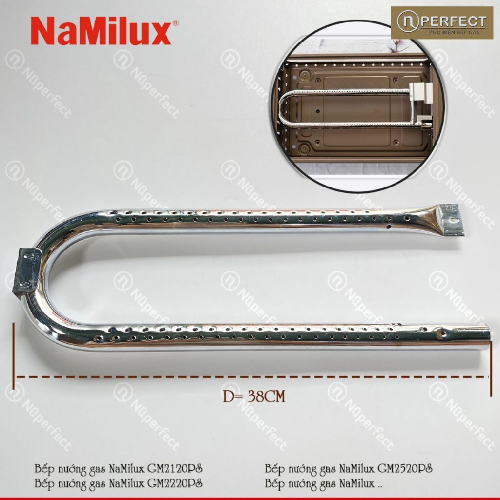 @phukienbepgas- Ống inox bếp nướng gas NaMilux GM2120PS, GM2220PS, GM2520PS.. chính hãng [DÀI 38CM]