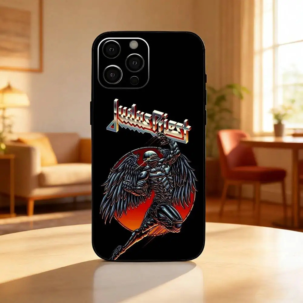 Ốp điện thoại TP-2 J-Judas P-Priest Band cho iPhone17,16,15,13,12 Plus, Max Soft Silicone Black Cove