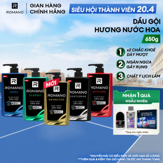 Dầu gội nam Romano hương Nước hoa nam Classic/ Force/ Attitude/ Gentleman 650g/chai