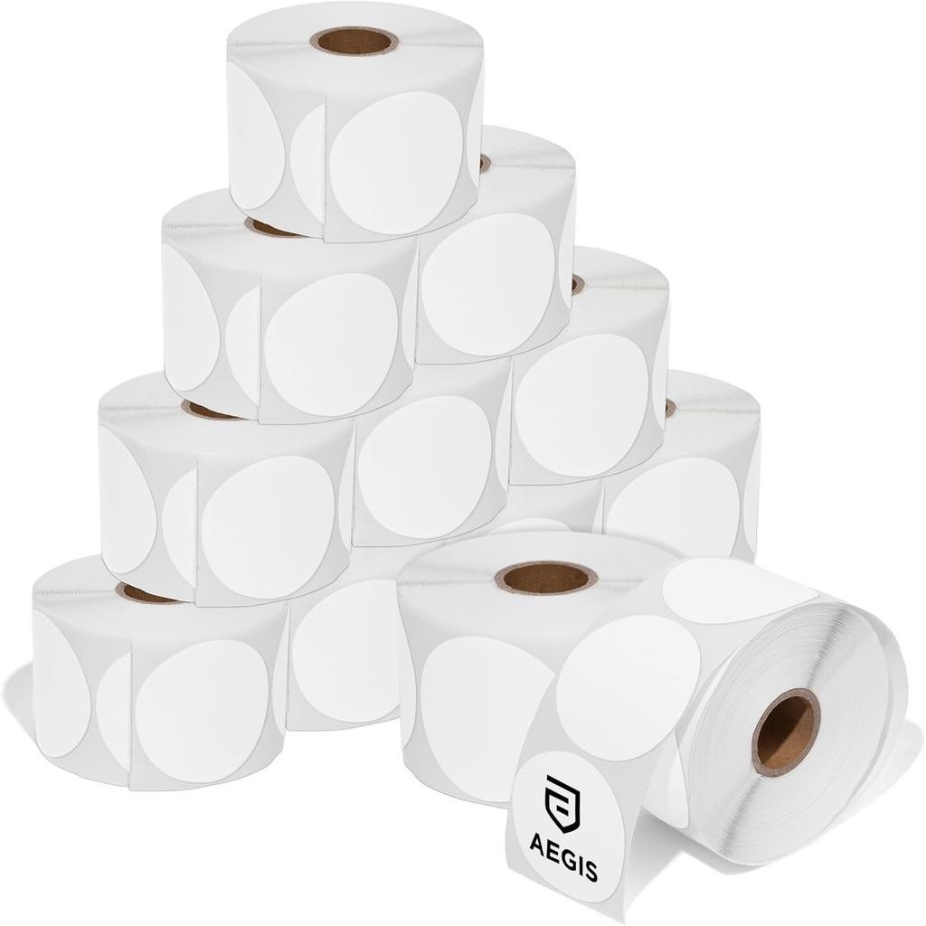 Keo dán Aegis - Nhãn dán hình tròn 2 "(12 cuộn, 750 nhãn / cuộn) Nhãn nhiệt trực tiếp Tương thích vớ