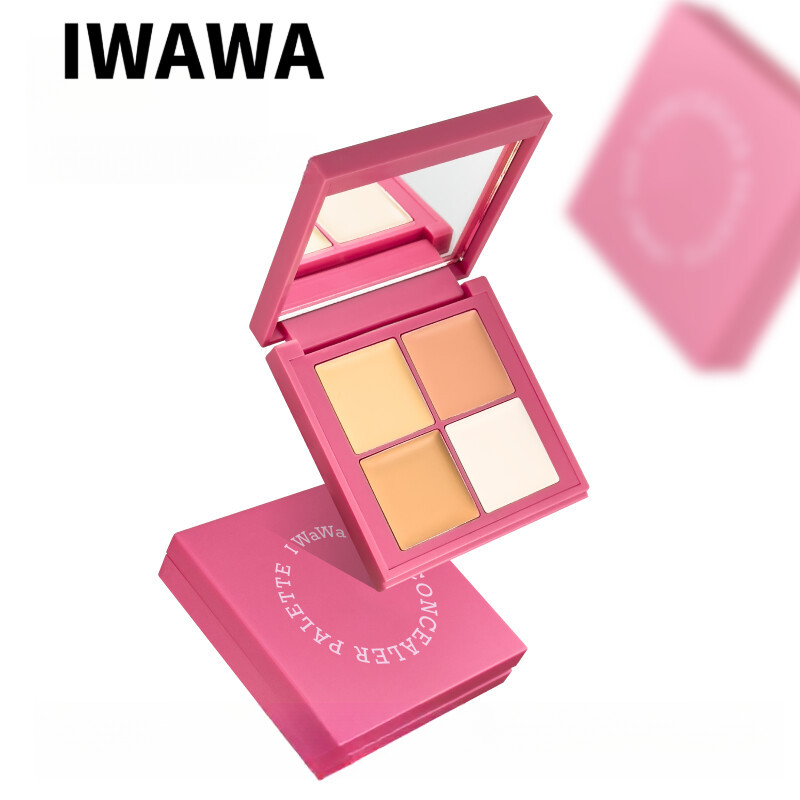 IWAWA Bảng Che Khuyết Điểm Bốn Màu Sắc Làm Sáng Bột Highlighter Đường Viền Che Điểm Mụn Vết Xé Máng 