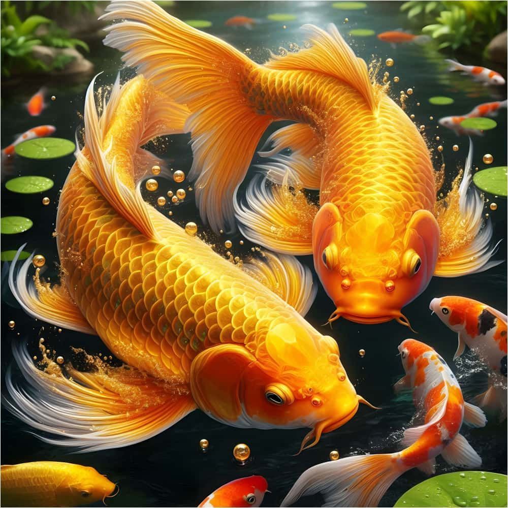 Vàng Huyền Thoại Chúc May Mắn Koi Khí Quyển Miếng Dán Dán Dán Tường Trong Nhà Phòng Khách Nền Tường 