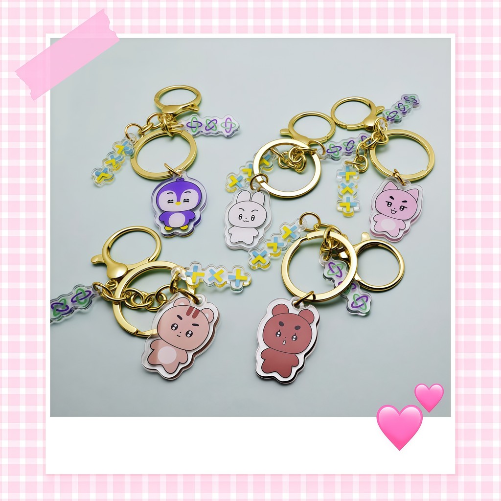 Mặt dây chuyền túi móc khóa Acrylic TXT in hai mặt KPOP
