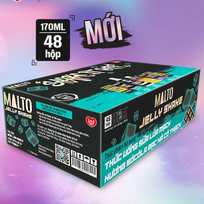 Thùng Sữa Lúa Mạch Có Thạch MALTO Socola Bạc Hà, Nho 48 Hộp x 170ml