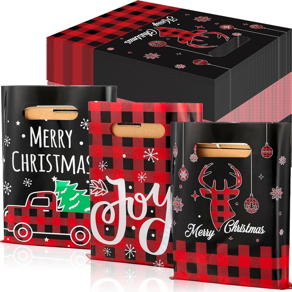 Cholemy 120 Chiếc Túi Hàng Hóa Giáng Sinh Túi Nhựa Giáng Sinh Số Lượng Lớn 8 '' x 10 '' Túi Quà Tặng