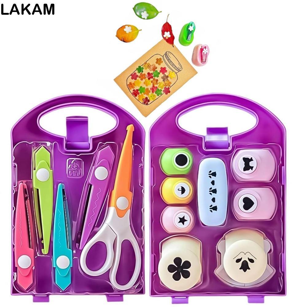 LAKAM DIY Puncher Craft Set, DIY Projects Manual Kids Craft Hole Punch Shapes Set, Creative With Sto