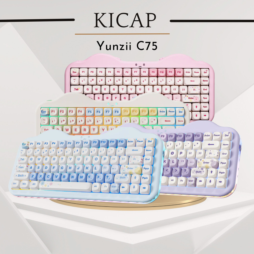 Bàn phím cơ Yunzii C75 siêu cute tiếng êm - quà tặng dành riêng cho các bạn nữ