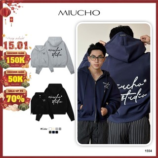  Áo hoodie zip nam localbrand form boxy HXD1554 Miucho Club vải nỉ 2 da dày dặn in basic 