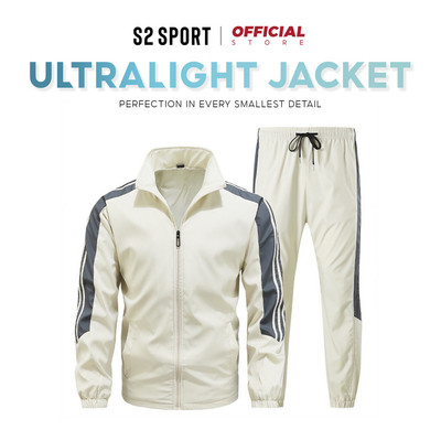Bộ quần áo nam thể thao S2 SPORT áo khoác kéo khoá quần jogger 2 lớp cản gió chống nước nhẹ - BG01