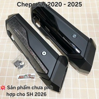 Ốp Pô / Che Pô Bảo Vệ Nhiệt Cho Xe SH 2020-2024 - Kiểu Carbon, Đen, Bạc