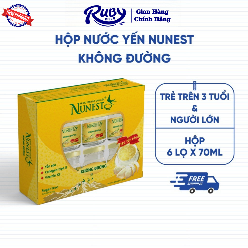 Nước Yến Sào NUNEST KHÔNG ĐƯỜNG 15% Tổ Yến Ổn Định Đường Huyết Cho Người Tiểu Đường Ăn Kiêng Suy Như