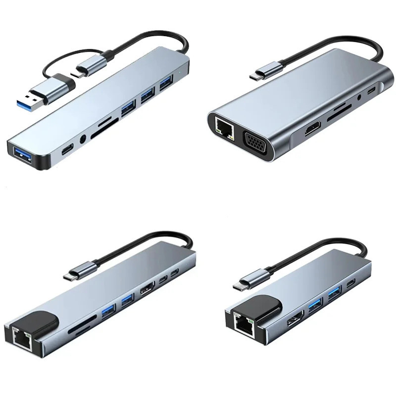 USB C HUB Type C Splitter Thunderbolt 3 Docking Station Adapter cho Laptop với Macbook Air M1 iPad P